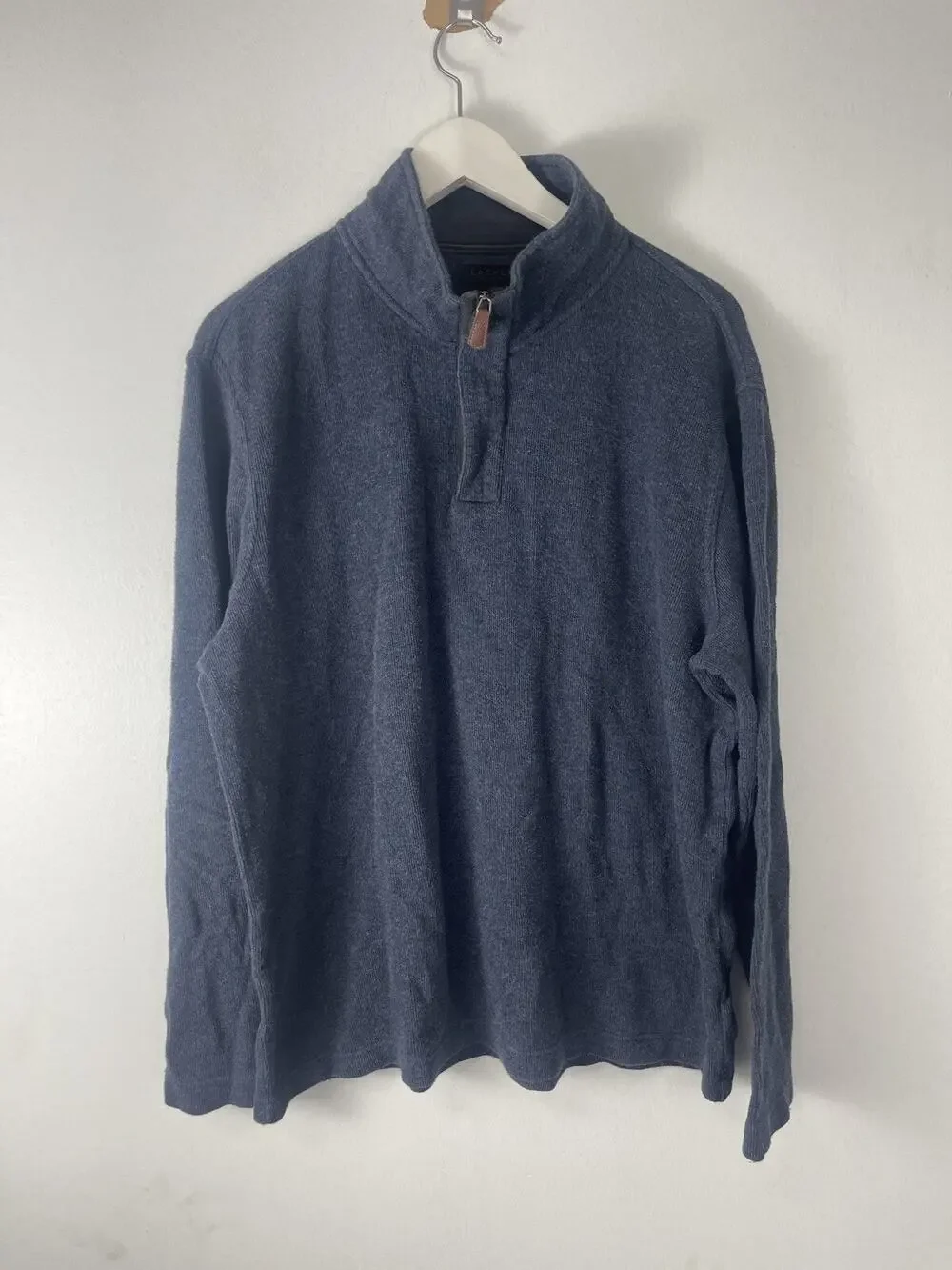 Lachlan Sweater Mens Extra Large Blue Cotton British Pullover Quarter Zip N203